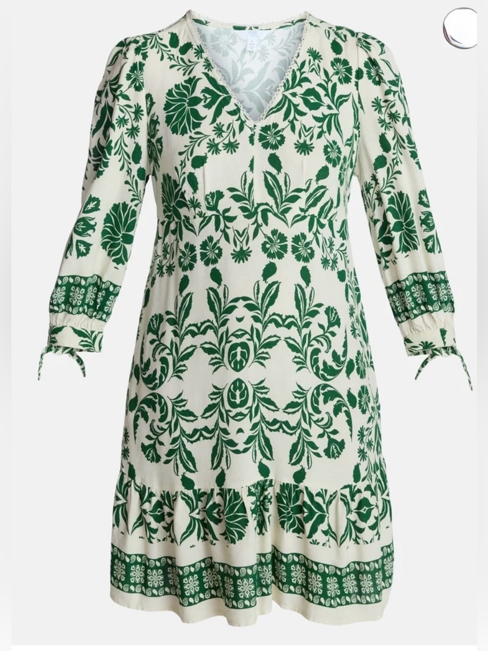 Time and Tru Women's Linen-and Viscose Blend Border Print
Mini Dress,